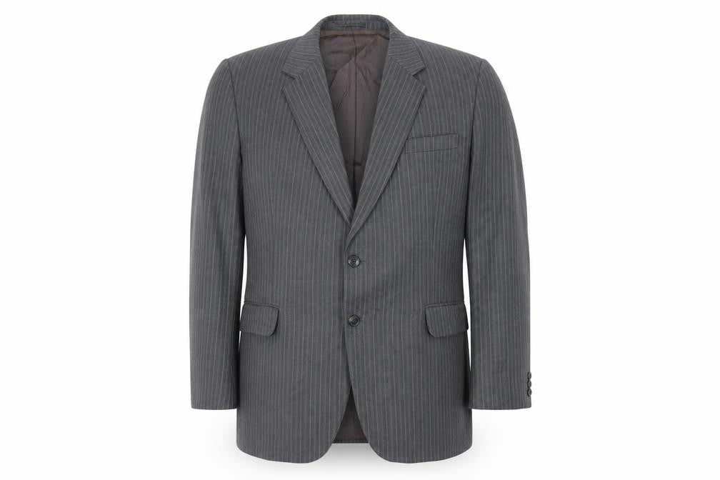 BOSS Mens Grey Striped Wool Jacket Suit Jacket Size 44 Regular