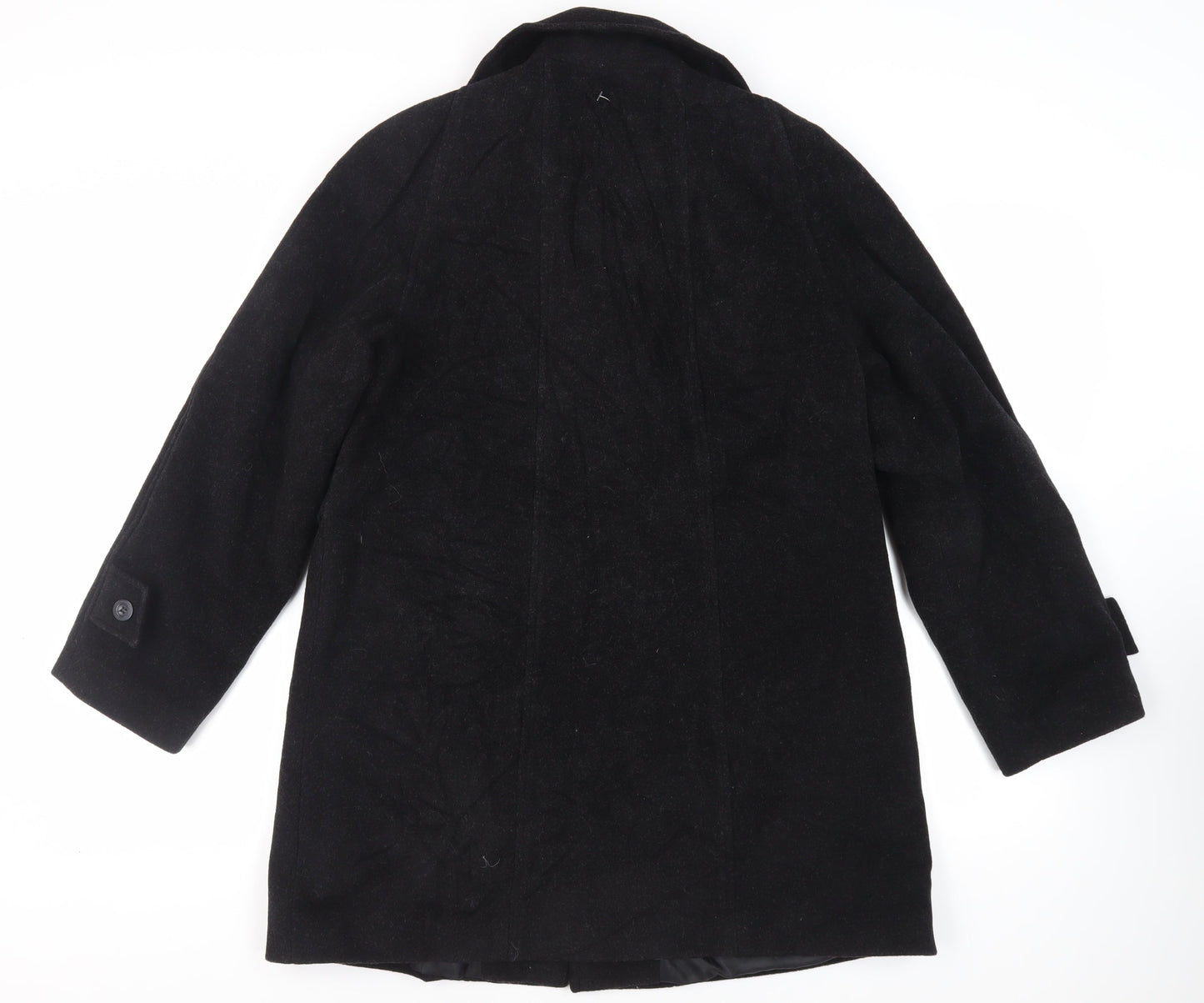 St Bernard Womens Black Overcoat Coat Size 12 Button - Vintage