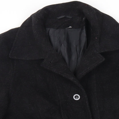 St Bernard Womens Black Overcoat Coat Size 12 Button - Vintage