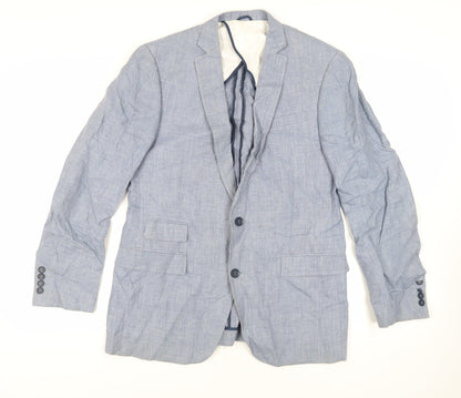 Additional front view of French Connection men’s blue linen jacket blazer, size 40, regular