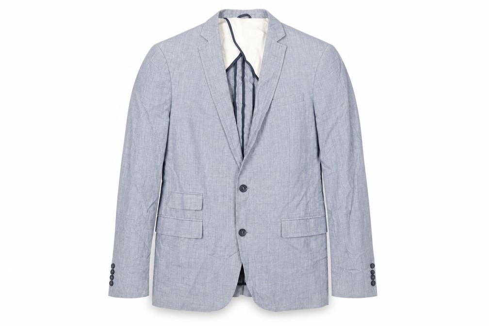 French Connection Mens Blue Linen Jacket Blazer Size 40 Regular