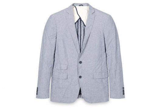 French Connection Mens Blue Linen Jacket Blazer Size 40 Regular