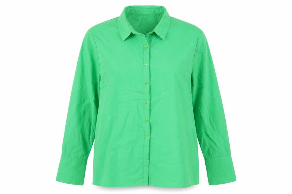 PRETTYLITTLETHING Womens Green Cotton Basic Button-Up Size 12 Collared - Oversized