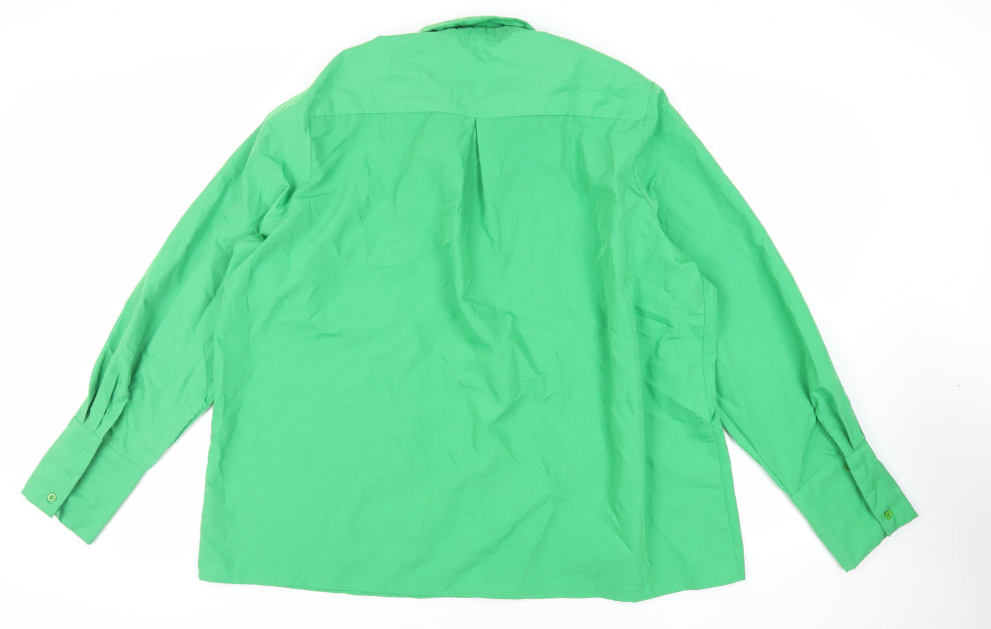 PRETTYLITTLETHING Womens Green Cotton Basic Button-Up Size 12 Collared - Oversized