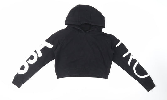 USA Pro Womens Black Cotton Pullover Hoodie Size 8 Pullover