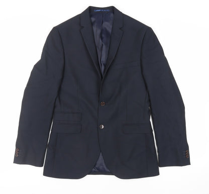 ONESIX5IVE5ive Mens Blue Polyester Jacket Suit Jacket Size 38 Regular