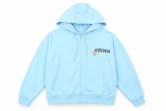 Disney Womens Blue Polyester Full Zip Hoodie Size M Zip - Stich