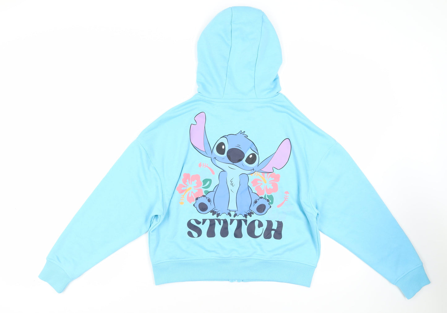 Disney Womens Blue Polyester Full Zip Hoodie Size M Zip - Stich