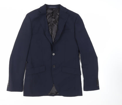 Additional front view of Autograph men’s blue wool jacket suit jacket, size 36, regular