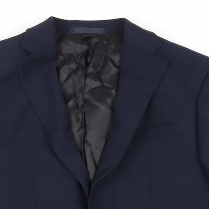 Close-up detail of Autograph men’s blue wool jacket suit jacket, size 36, regular