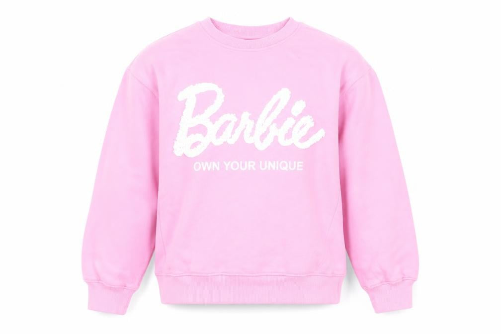 Zara Girls Pink Cotton Pullover Sweatshirt Size 11-12 Years Pullover - Barbie Sequin