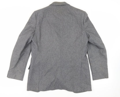 Back view of Canda men’s grey wool jacket suit jacket, size 40, regular