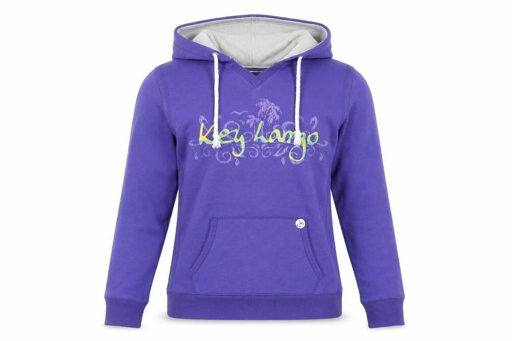 EMI Womens Purple Cotton Pullover Hoodie Size L Pullover - Logo Pockets Key Largo