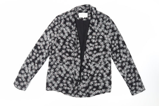 VILA Womens Black Floral Viscose Kimono Blouse Size 10 V-Neck - Open