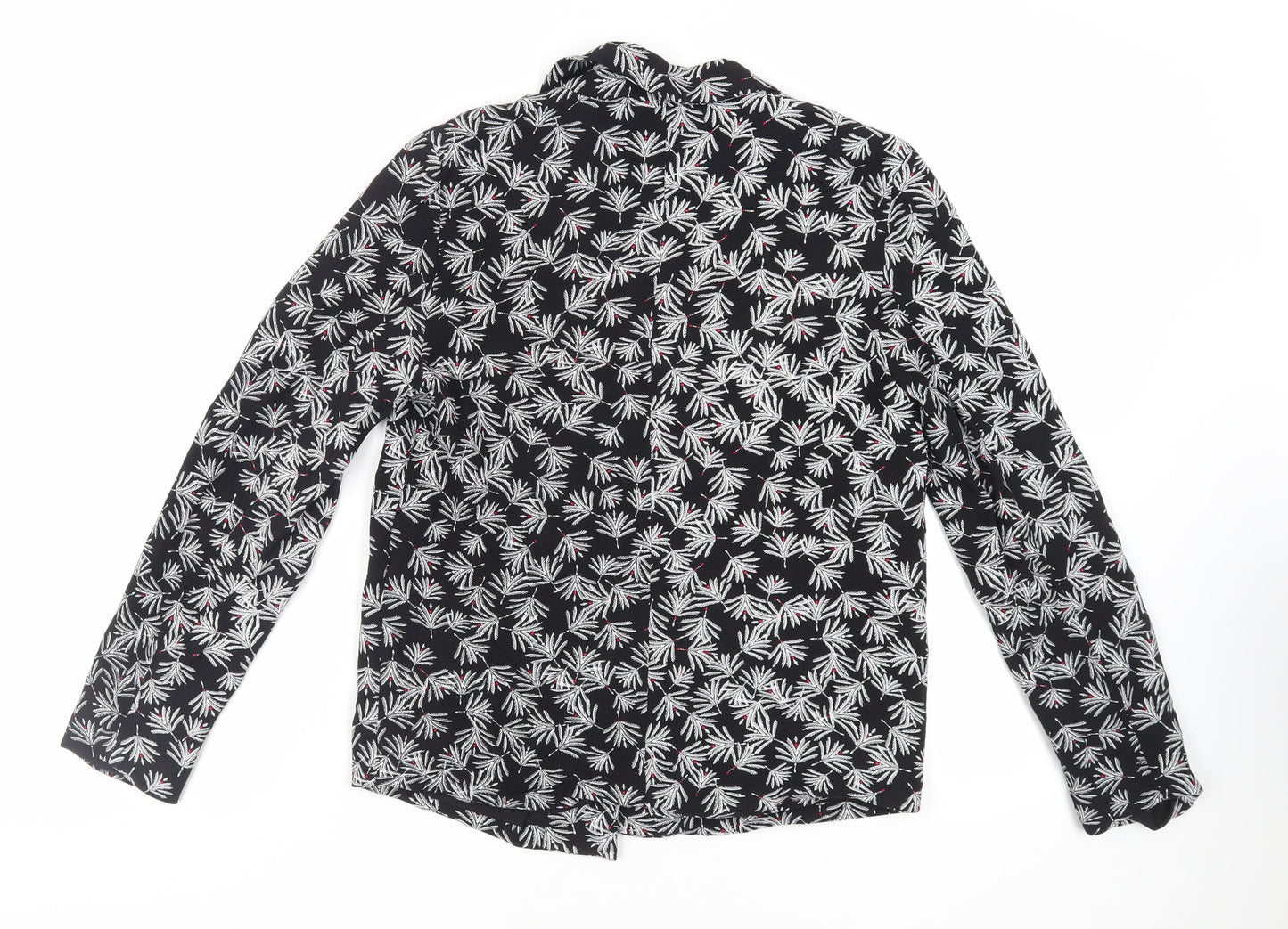 VILA Womens Black Floral Viscose Kimono Blouse Size 10 V-Neck - Open