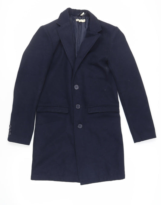 Another Influence Womens Blue Overcoat Coat Size 2XS Button