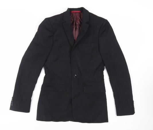 Topman Mens Black Polyester Jacket Suit Jacket Size 34 Regular