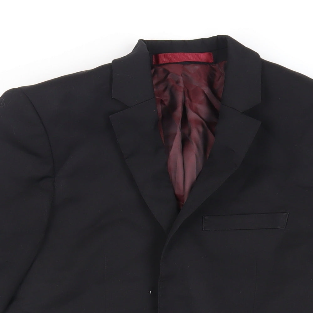 Topman Mens Black Polyester Jacket Suit Jacket Size 34 Regular