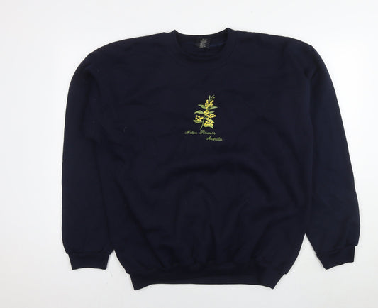 Acacia Womens Blue Cotton Pullover Sweatshirt Size L Pullover - Flower Australia