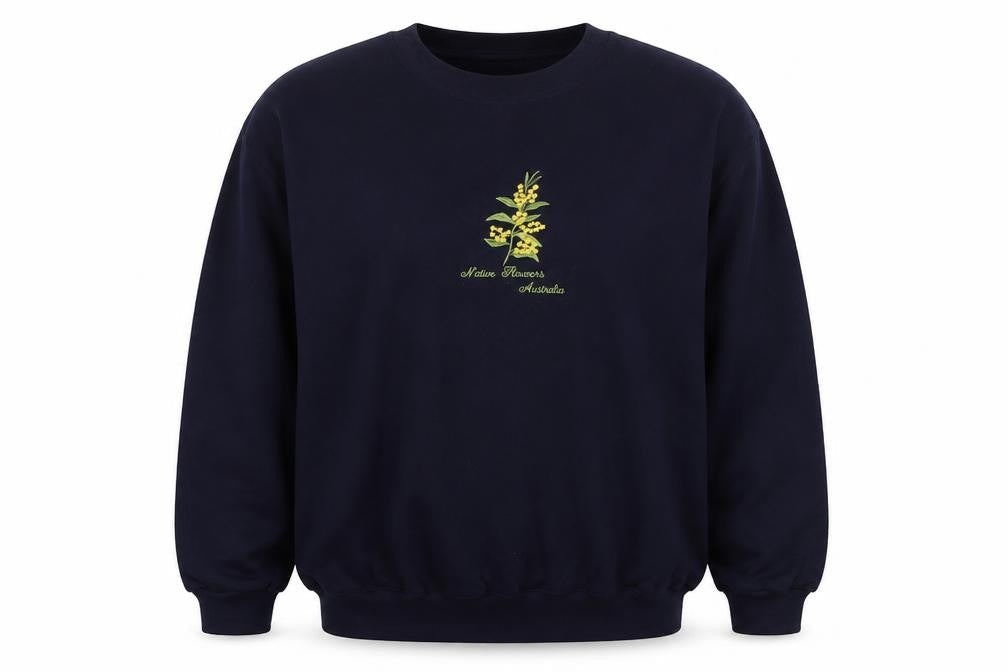 Acacia Womens Blue Cotton Pullover Sweatshirt Size L Pullover - Flower Australia