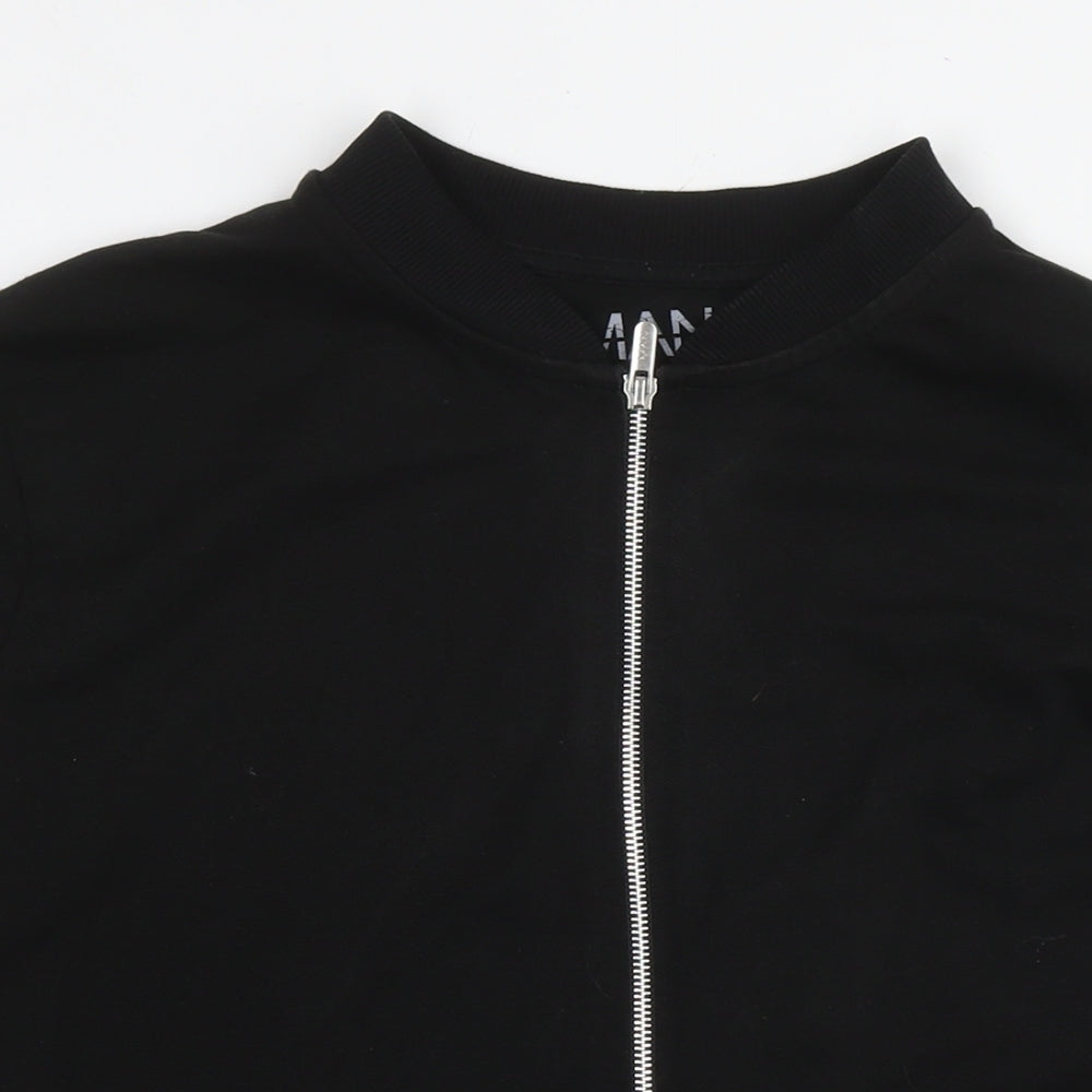 Boohoo Mens Black Cotton Full Zip Sweatshirt Size M