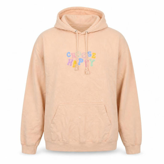 Choose Happy Womens Beige Cotton Pullover Hoodie Size 2XL Pullover - Logo