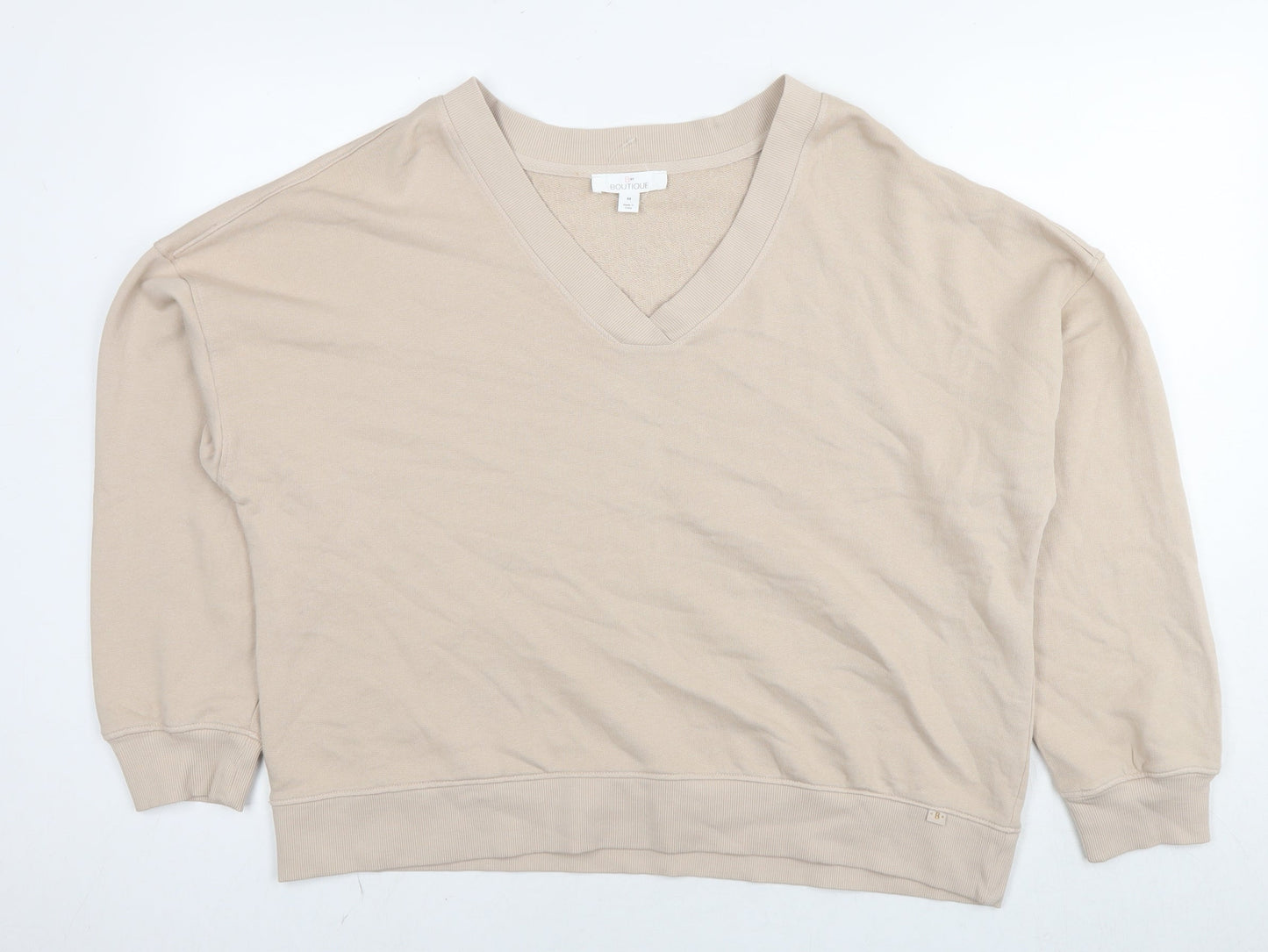 Botique Womens Beige Cotton Pullover Sweatshirt Size M Pullover