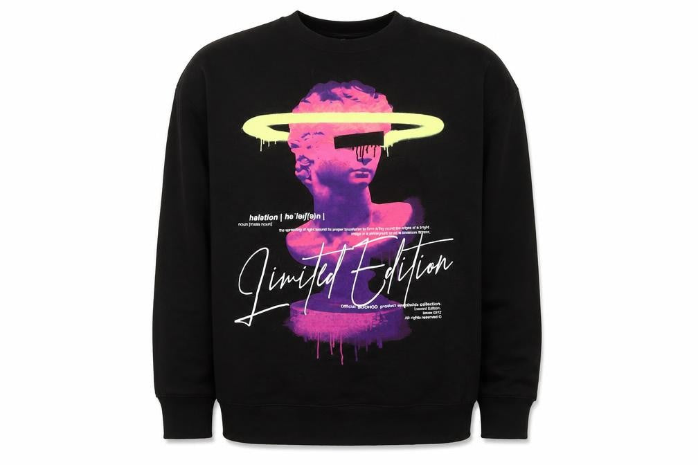 Boohoo Mens Black Cotton Pullover Sweatshirt Size M - Worldwide Collection