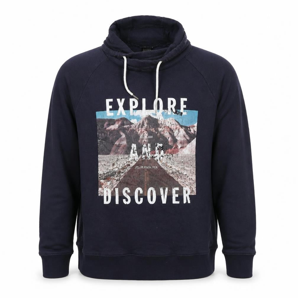 H&M Mens Blue Cotton Pullover Hoodie Size L - Explore Discover