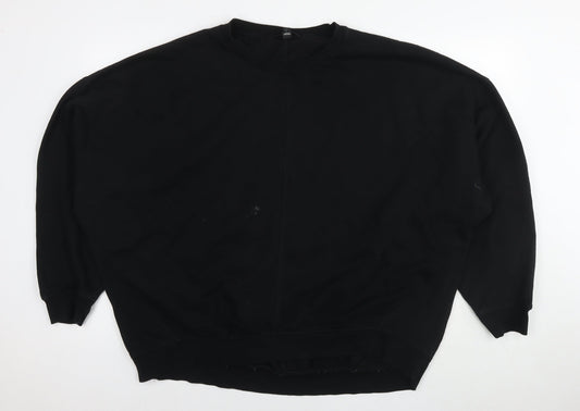 River Island Womens Black Cotton Pullover Sweatshirt Size L Pullover
