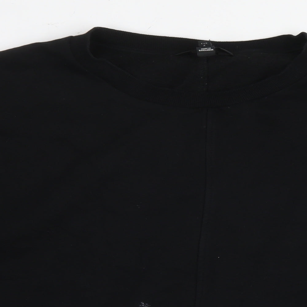 River Island Womens Black Cotton Pullover Sweatshirt Size L Pullover