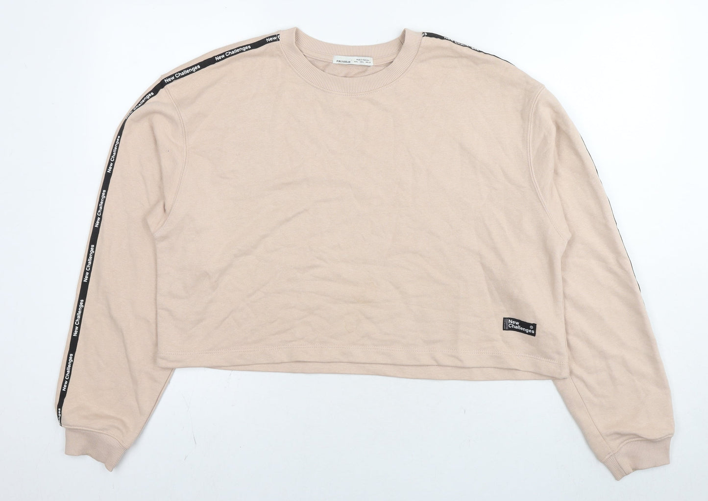 Pull&Bear Womens Beige Cotton Pullover Sweatshirt Size XL Pullover