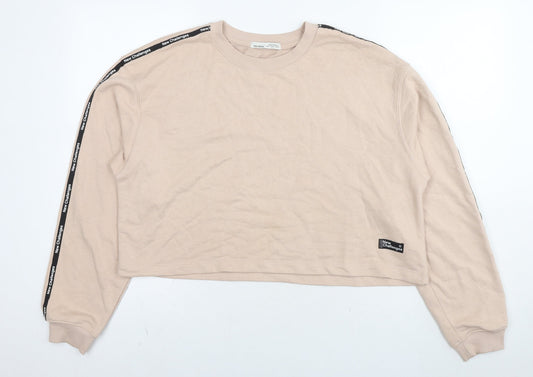 Pull&Bear Womens Beige Cotton Pullover Sweatshirt Size XL Pullover