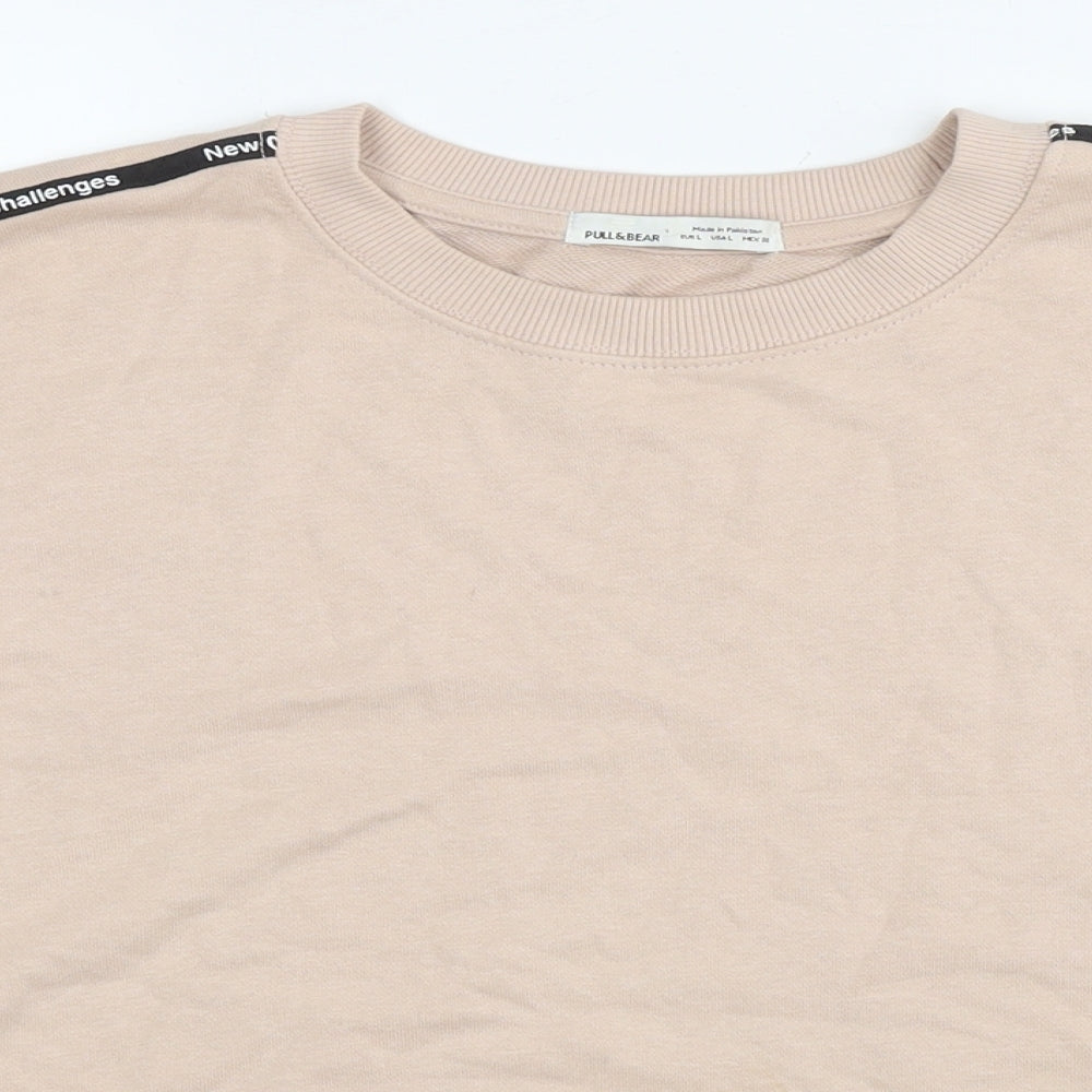 Pull&Bear Womens Beige Cotton Pullover Sweatshirt Size XL Pullover