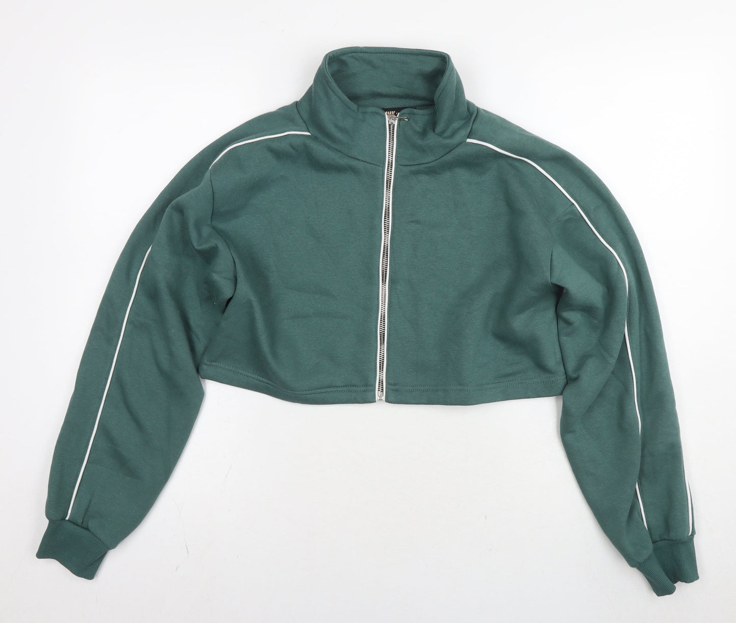 Blue Vanilla Womens Green Cotton Full Zip Hoodie Size M Zip - Cropped