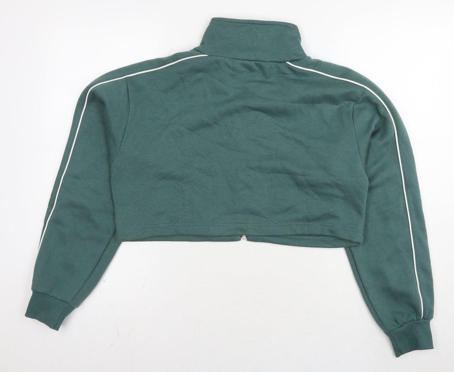 Blue Vanilla Womens Green Cotton Full Zip Hoodie Size M Zip - Cropped
