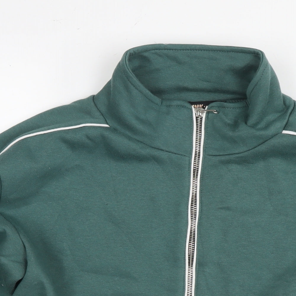 Blue Vanilla Womens Green Cotton Full Zip Hoodie Size M Zip - Cropped