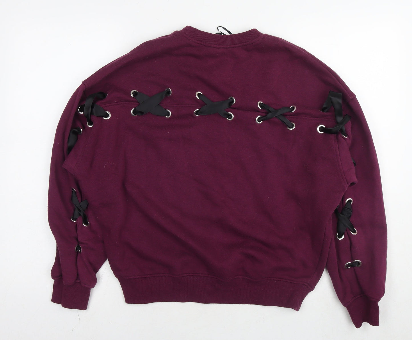 Divided by H&M Womens Purple Cotton Pullover Sweatshirt Size S Pullover - Not Average Tie detail