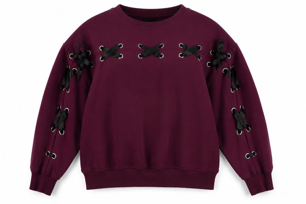 Divided by H&M Womens Purple Cotton Pullover Sweatshirt Size S Pullover - Not Average Tie detail