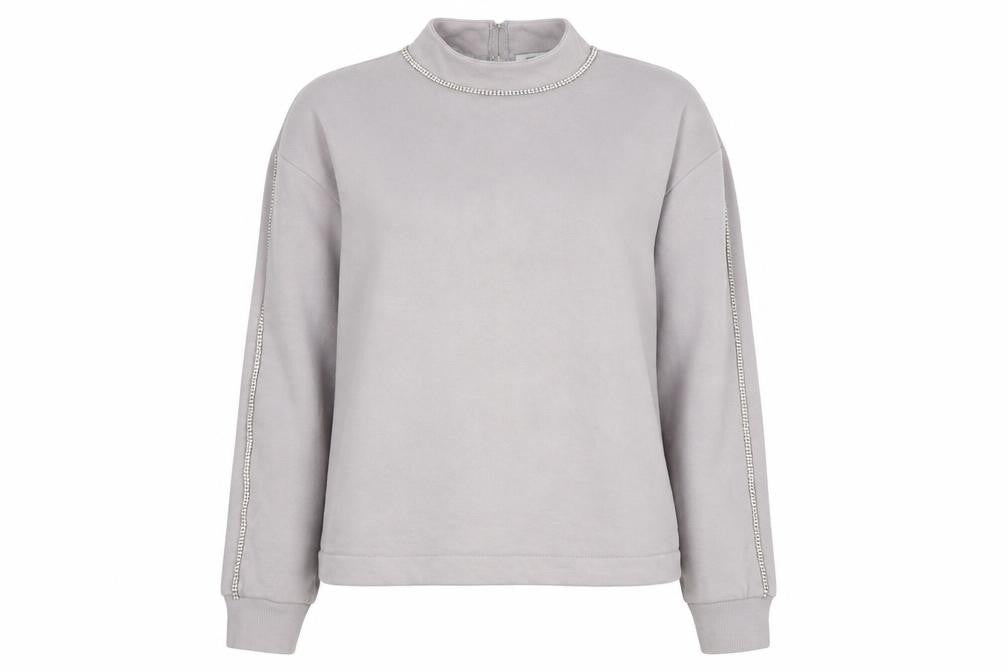 River Island Womens Grey Polyester Pullover Sweatshirt Size M Pullover - Jeweled Detail
