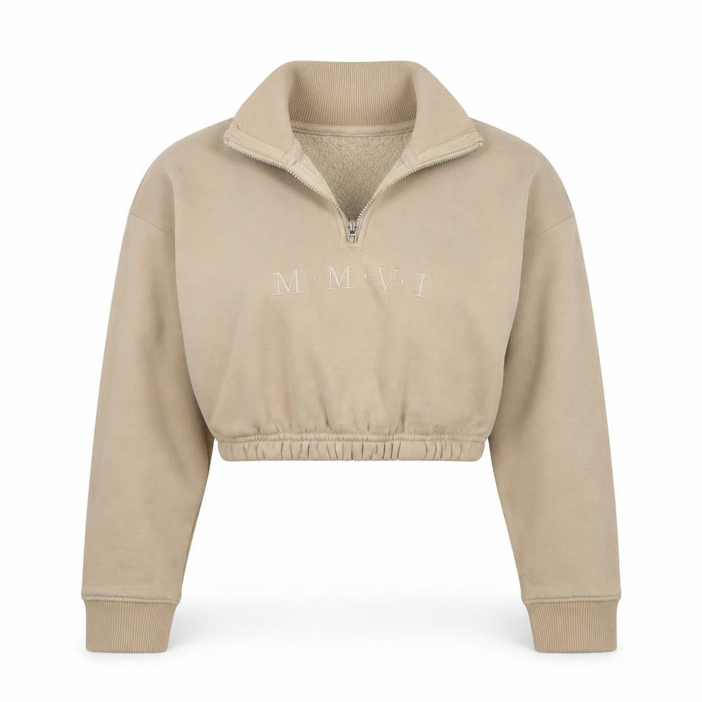 Boohoo Womens Brown Cotton Pullover Sweatshirt Size 8 Pullover - MMVI Cropped