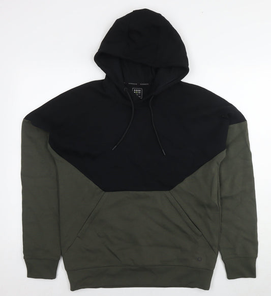 GOODMOVE Mens Green Cotton Pullover Hoodie Size S