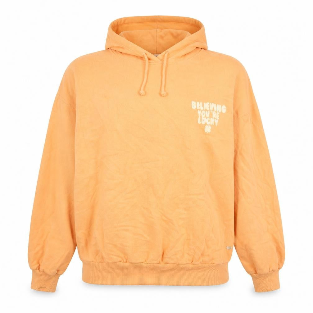 Pull&Bear Womens Orange Cotton Pullover Hoodie Size S Pullover - Believing you're lucky