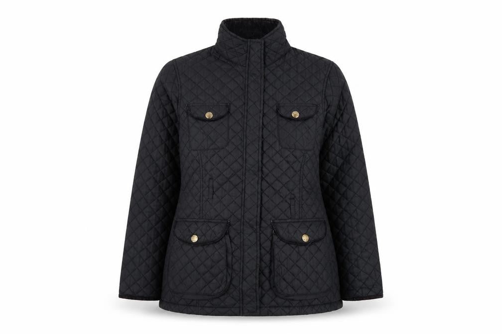 Sherwood Womens Black Quilted Coat Size 14 Zip