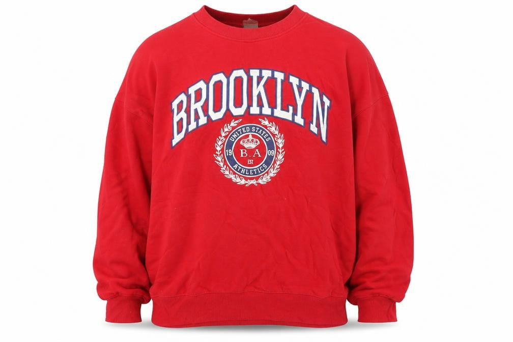 Brooklyn Athletics Womens Red Cotton Full Zip Sweatshirt Size M Pullover