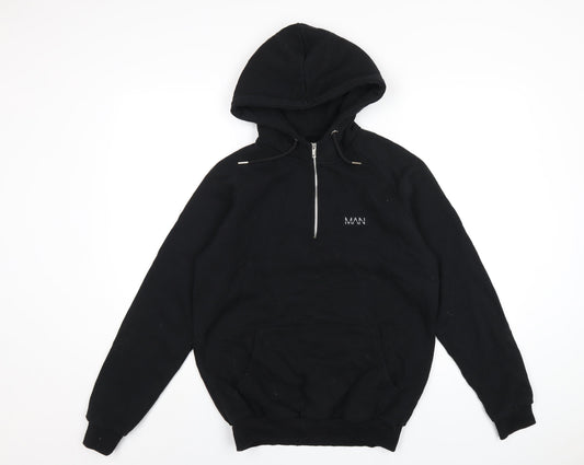Boohoo Mens Black Cotton Pullover Hoodie Size M