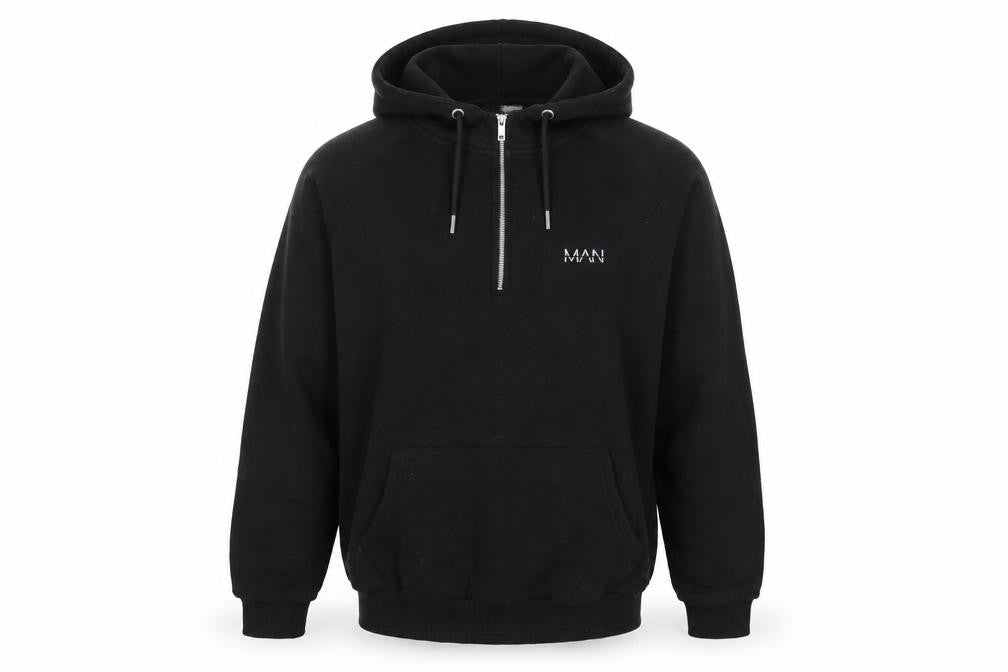 Boohoo Mens Black Cotton Pullover Hoodie Size M