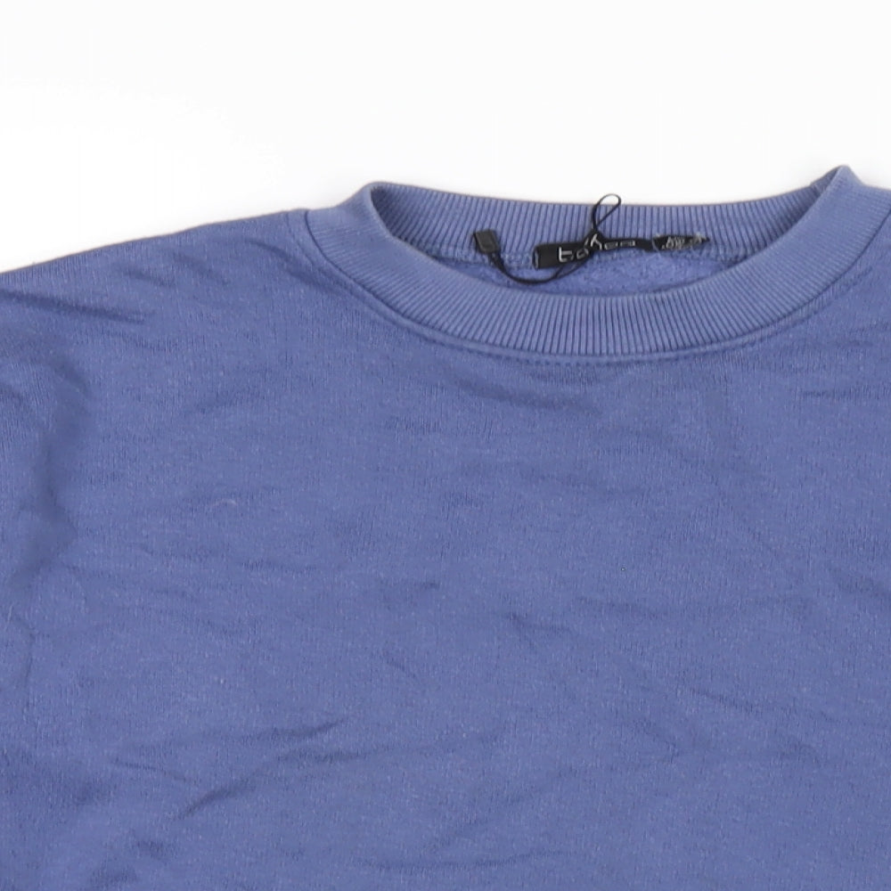 Boohoo Womens Blue Cotton Pullover Sweatshirt Size 8 Pullover