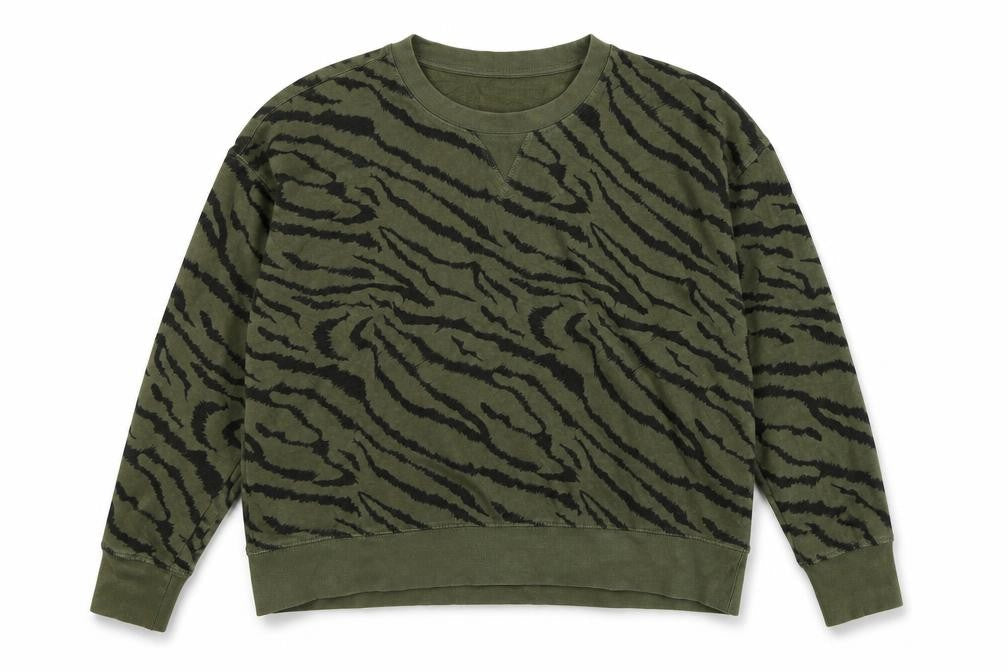John Lewis Womens Green Animal Print Cotton Pullover Sweatshirt Size S Pullover