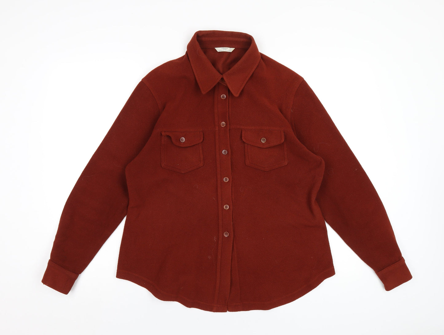 Marks and Spencer Womens Brown Polyester Basic Button-Up Size 18 Collared